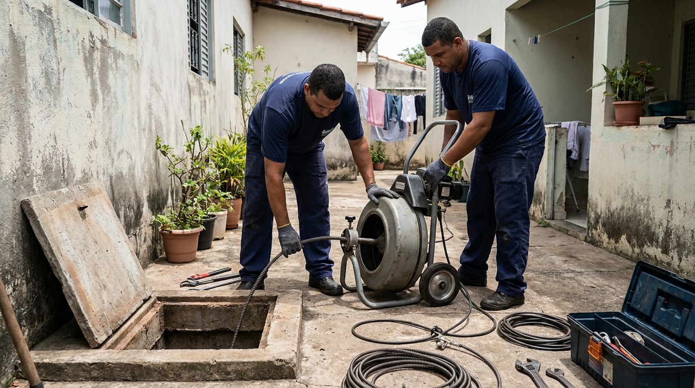 Desentupimento de Coluna Sanitária na Utinga, Belém‑PA